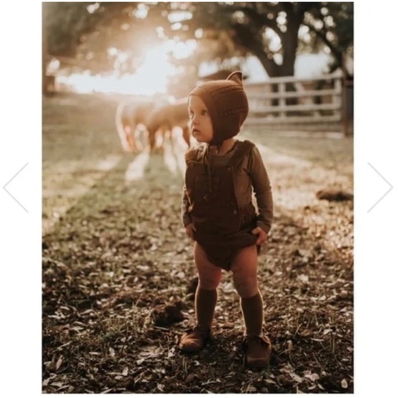 The Simple Folk Overall Romper, Rust - Picture 2 of 16